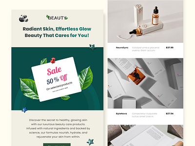 Beauty Product Email Template beauty branding design dribbble ecommerce emaildesign glowup illustration landing landingpage marketing minimal newslatter productdesign salebanner shopify skincare ui ux web