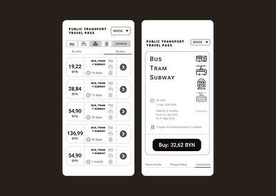 Public transport ticketing app blackandwhite mobile app public transport ticketingapp tickets ui ux