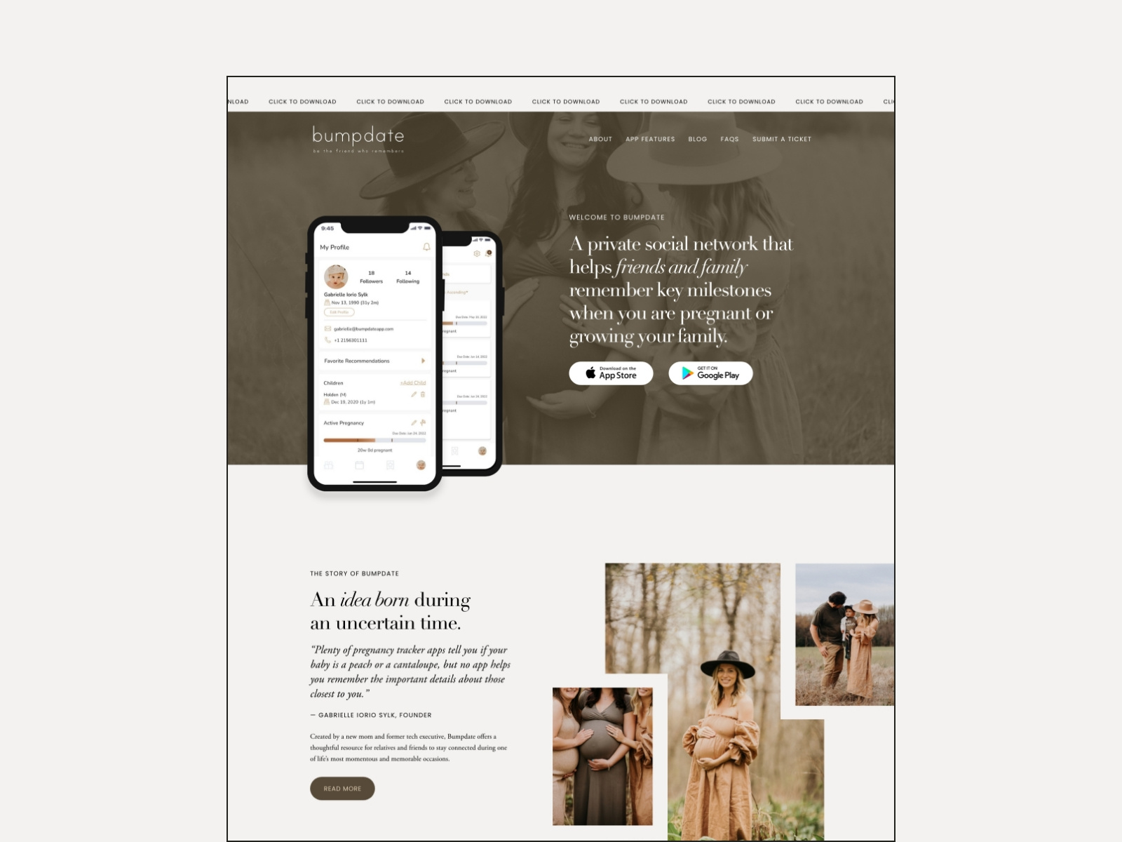 Pregnancy app website design