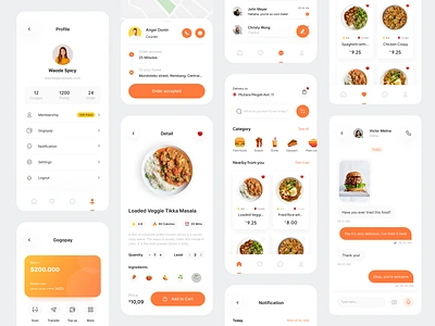 Gogofood - Food Delivery Mobile App android app app design application clean delivery delivery food eating ecommerce food food delivery services ios iphone lunch mobile mobile app design mobile apps mobile ui modern uiux design