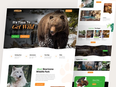 Bearizona Wildlife Park adventure animal bearizona booking creative design forest heritage landing page minimal nature park ticket tourism ui web website wildlife zoo