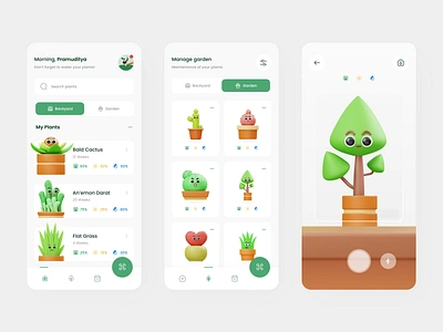 Gardening Mobile App 3d 3d illustration cactus cute plant design eksploration garden gardening green mobile app nature plant shop plants plants mobile app plants shop scan tree ui uiux ux