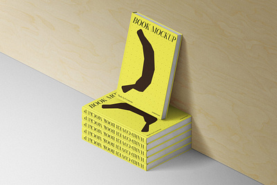 Hard Cover Book Mockups By The Wooden Wall V1 Isometric stationery mockups