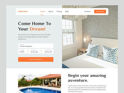 Hotel Room Booking Web Header agency booking clean client digital guest host hotel landingpage minimal rent room taveling typography ui ux web web design webdesign website