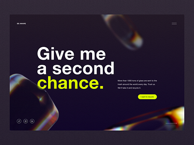 Daily UI: Concept for recycle company aware ecology glass interface landing recycle ui web