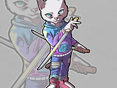 Cartoon Mascot Character cartoon character illustration samurai cartoon samurai cat cartoon vector