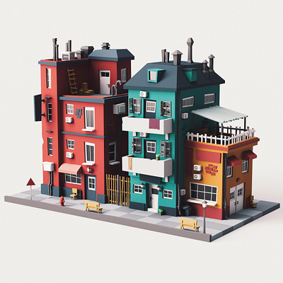 Street Buildings 02 stylized