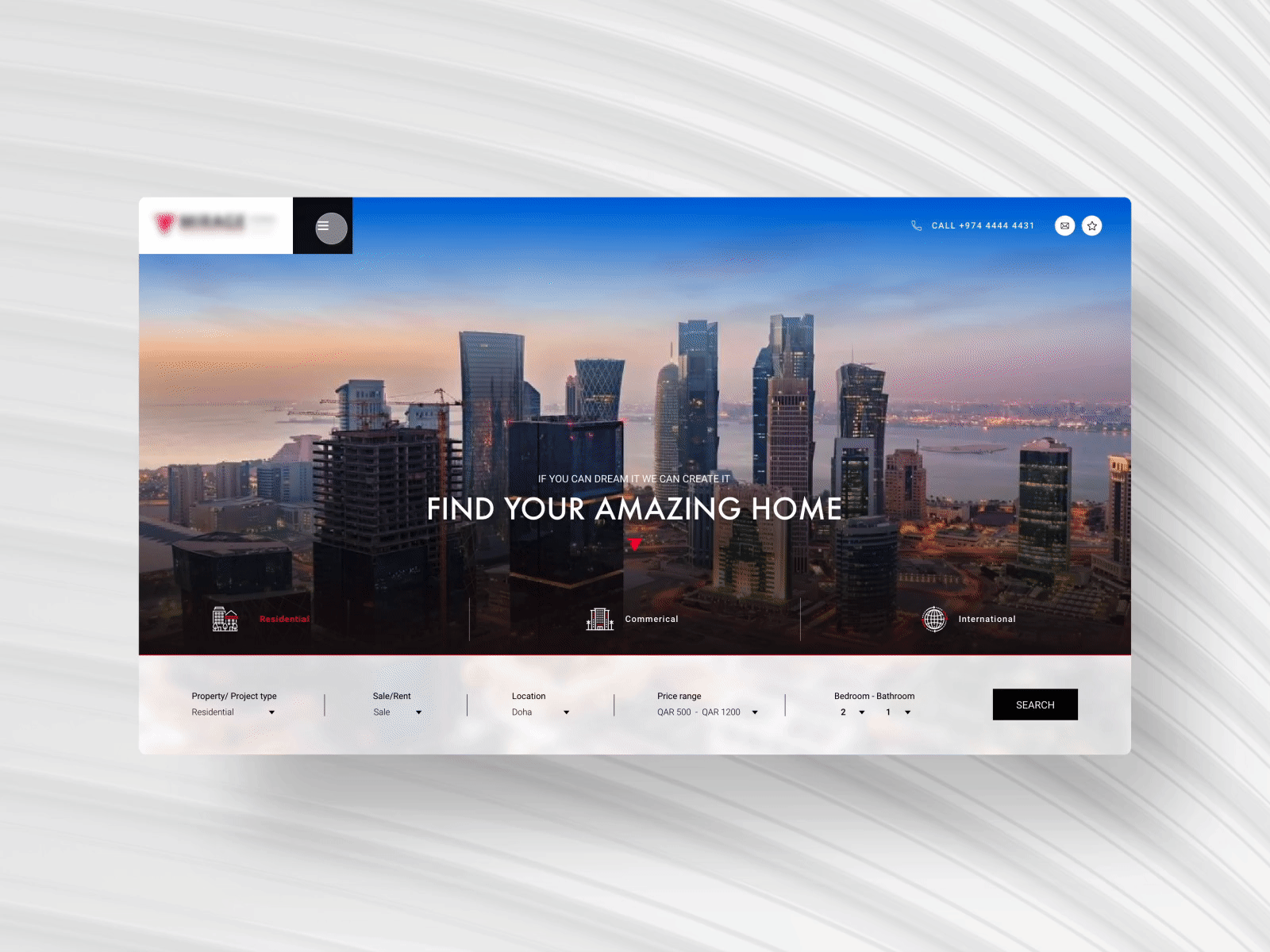 Real Estate - Home Page interaction design landing page realestate web ui uiux webdesign