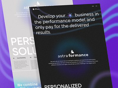 Astraformance agency concept creative design figma graphic design interface landing promo ui