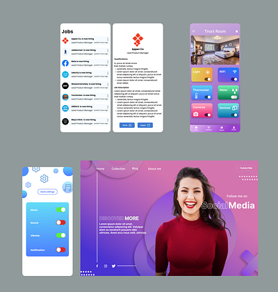 Home page app design ui ux vector