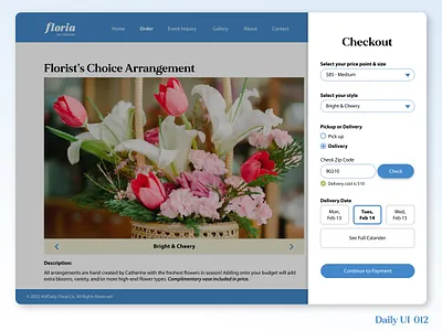 Daily UI 012 E-commerce Shop dailyui desktop e commerce floral shop flowers ui website