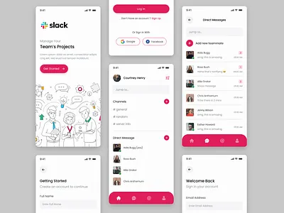 Slack App Redesign Challenge chat light theme management messenger minimal profile project slack trending