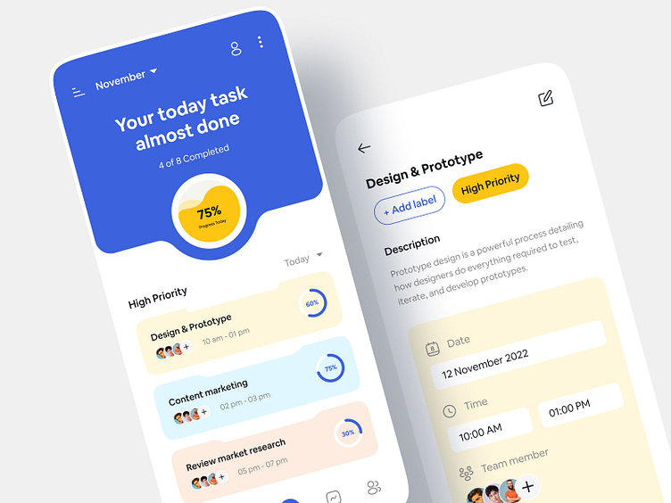 Task Management App Ui Design by Oyasim Ahmed for Dude Shape on Dribbble