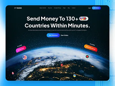 Fintech Landing Page bank bank card banking digital banking finance finance app financial fintech header hero homepage imtiazux landing page landingpage transaction transactions ui ux web design website