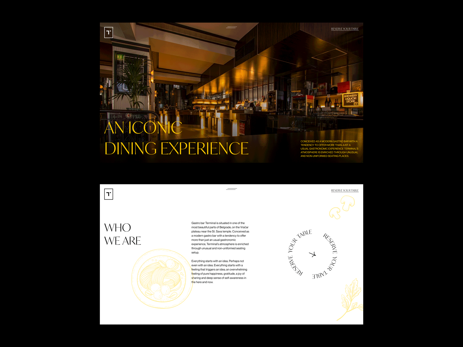 Terminal Gastro Bar art direction concept design dining food graphic design grid landing page layout minimal modern restaurant typography ui ui design user interface visual web web design website