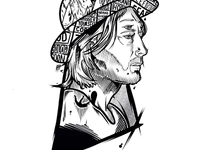Thom Yorke art artwork bold design drawing graphic design illustration ink inking line art lines lining portrait print radiohead sketch tattoo art