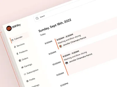 Salon Management Dashboard appointment calender dashboard ui design visual design