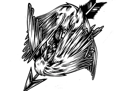 Two Birds & One Arrow animals art artwork birds branding design drawing graphic design illustration ink inked inker logo print sketch tattoo art tattoo design visual art