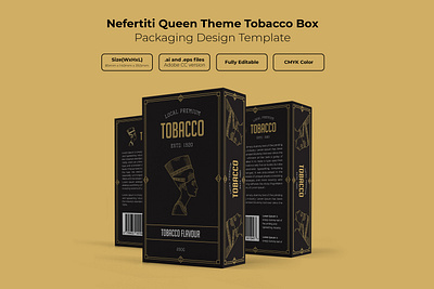 Nefertiti Queen Theme Tobacco Box design graphic design label design packaging