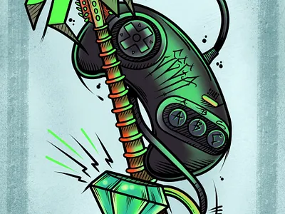 Sega Megadrive Controller art artwork design drawing gaming illustration poster art print sega sketch tattoo art visual art