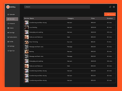 Salon Management Dashboard (DarkMode) darkmode dashboard dashboard design