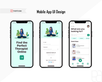 Online Therapy App UI Design app application awareness branding corporate counselling design fitness graphic design health mental health mentalhealthawareness mobile mobile app mobile app design mobile app ui design ui ui design uiux ux