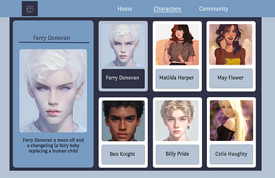 Character page of The Moonlight Boy ui ui uiux uidesign ux