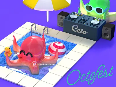 Octopus - Octofest 3d artpop cesartorres characterdesign cinema4d duck formulacreativa isometric isometricart modeling octofest octopus octopuses pool poolparty render renderart rendertime visualart visualartist