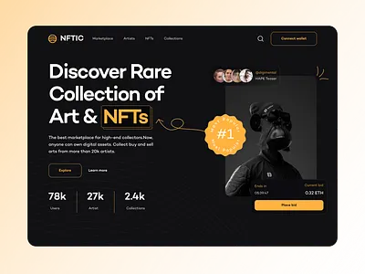 NFT - hero page hero section landing page nft marketplace ui web3