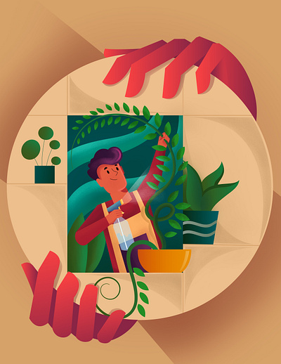 man maintaining plants character design flat illustration graphic design illustration minimal vector