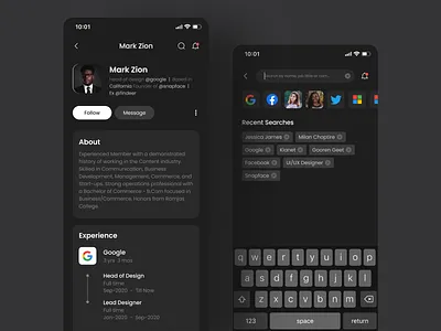 Job Profile App appui darkapp darktheme darkui job job profile