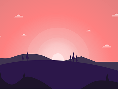 Landscape Sunset Illustration 3d ai art work branding bukit design digital art figma gradient graphic design gunung hills illustration inkscape lembah mountain nature pemandangan scenary vector