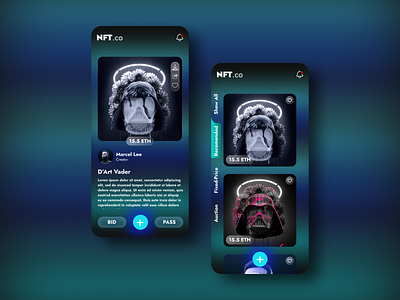 NFT Bidding App - Mobile App app branding design graphic design illustration landingpage logo mobile app mobile app interface mobile app ui ui ui design ui design app user interface app design