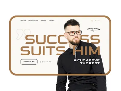 Barbershop Hero section design barbershop design expert haircut man ui ux