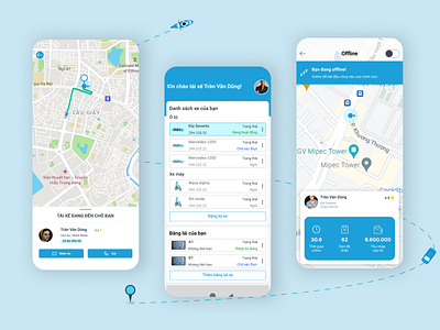 App booking car & App driver ui