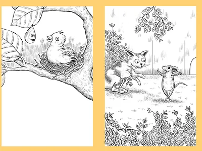 Drawing for childrens book black and white book illustrations cartoon cartoon character character childrens childrens book design drawing illustraion illustration kids book