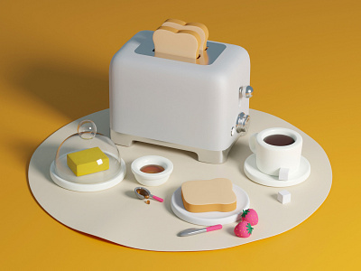 Toaster 3d 3dart 3dartist 3dillustration 3dtoaster blender breakfast butter goodmorning honey illustration morning toastbread toaster