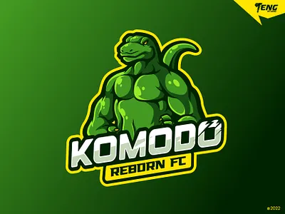 KOMODO REBORN FC Custom mascot logo branding character design esport illustration logo mascot sport vector