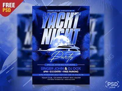 Yacht Music Party Flyer PSD Template beach party creative design design flyer psd free flyer free psd free template freebie graphic graphic design photoshop psd psd flyer psd template summer party