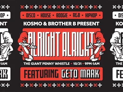 Alright Alright Flyer 10/22 adobe illustrator cartoon dj flyer graphic design illustration lettering msg317 music vector