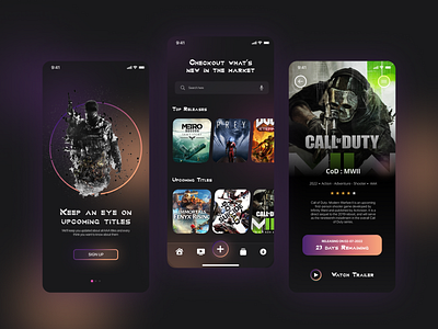 PC Games Status app Design concept aaa app app design app flow call of duty design game info game status gamespot gaming god of war mockup redesign release date ui upcoming ux