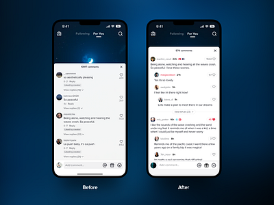 UI Enhancement 01 - TikTok comment page app comments design iphone modal tiktok ui