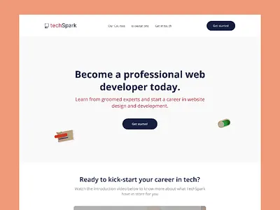 Techspark landing page design design landing page product design ui uiux web design
