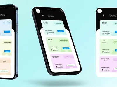 OneCard android app banking calculator card color credit data design do doughnut chart expenditure expense family fintech limit money savings ui ux
