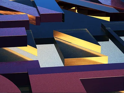 Golden 3d abstract c4d glass puzzle redshift shapes texture