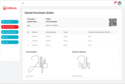 UI/UX Tracebility Web - Purchase Order Detail ui