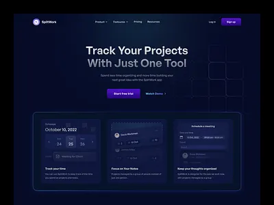 Productivity Automation - Landing Page calendar clean design landing page minimal modern organize productivity productivity tool project management saas software task management team team work todo ui design uiux whitespace work