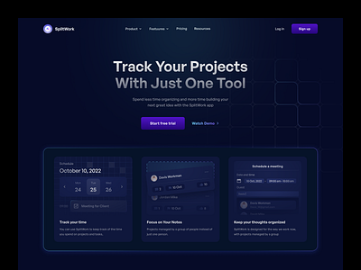 Productivity Automation - Landing Page calendar clean design landing page minimal modern organize productivity productivity tool project management saas software task management team team work todo ui design uiux whitespace work