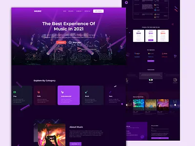 Music Concert Landing Page design figam figma design landing page mobileappdesign ui uiux design ux website design