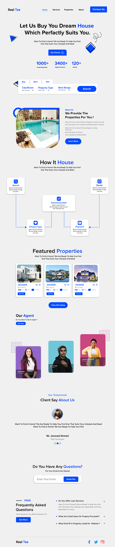 Real Estate Landing page design figma home landing page real estate real estate landing page ui ui ux ux web design webdesign website landing page